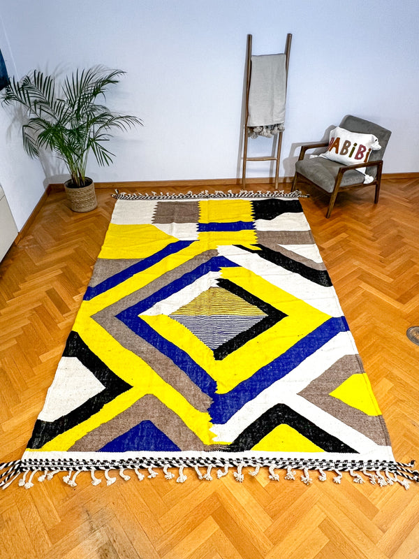 Tapis Kilim ZANAFI Citron : 100% laine