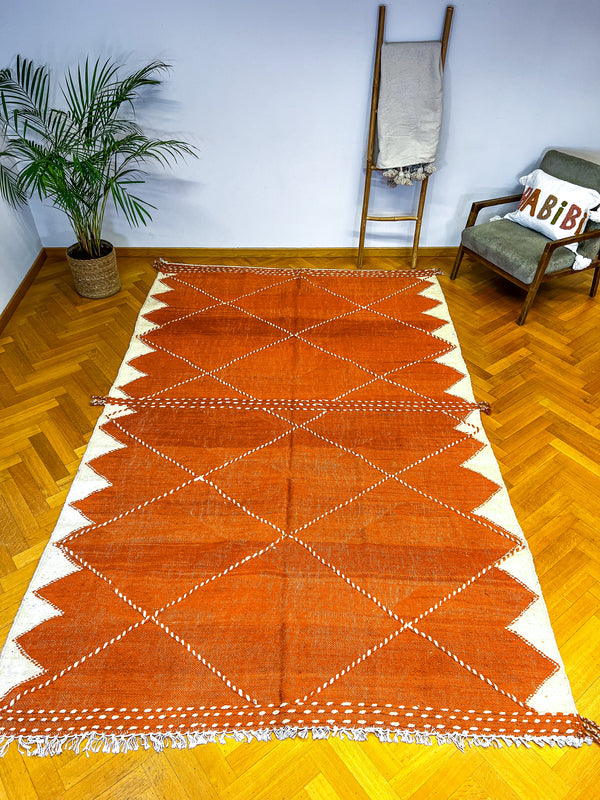 Tapis Kilim ZANAFI Terracotta : 100% laine