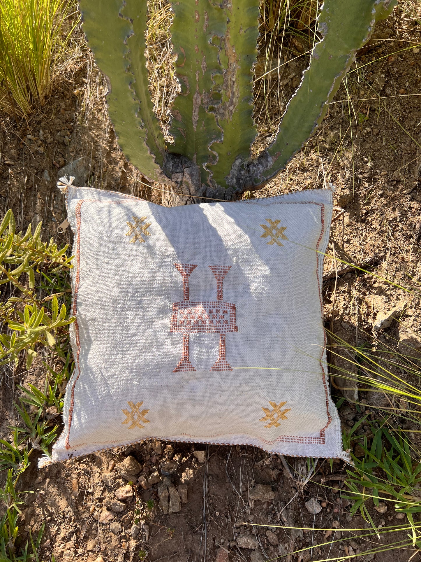 Sabra en soie de cactus 50cm/50cm Sable et Ocre